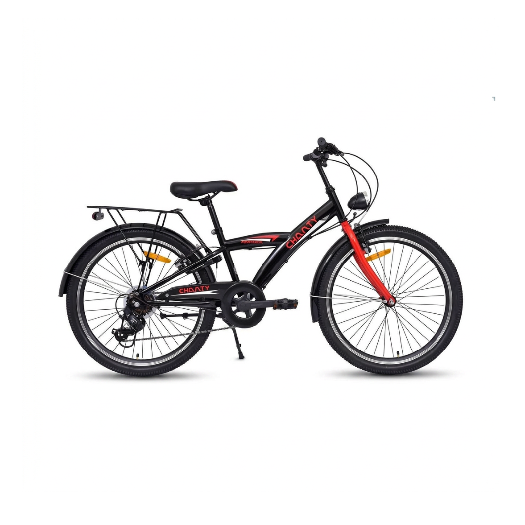 Chanty 24" barncykel – pojke – svart/röd – 7 växlar