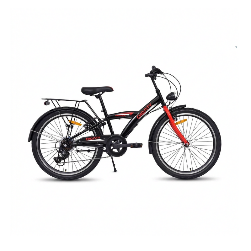 Chanty 24" Barncykel – Pojke – Svart/Röd – 7 växlar & V-bromsar
