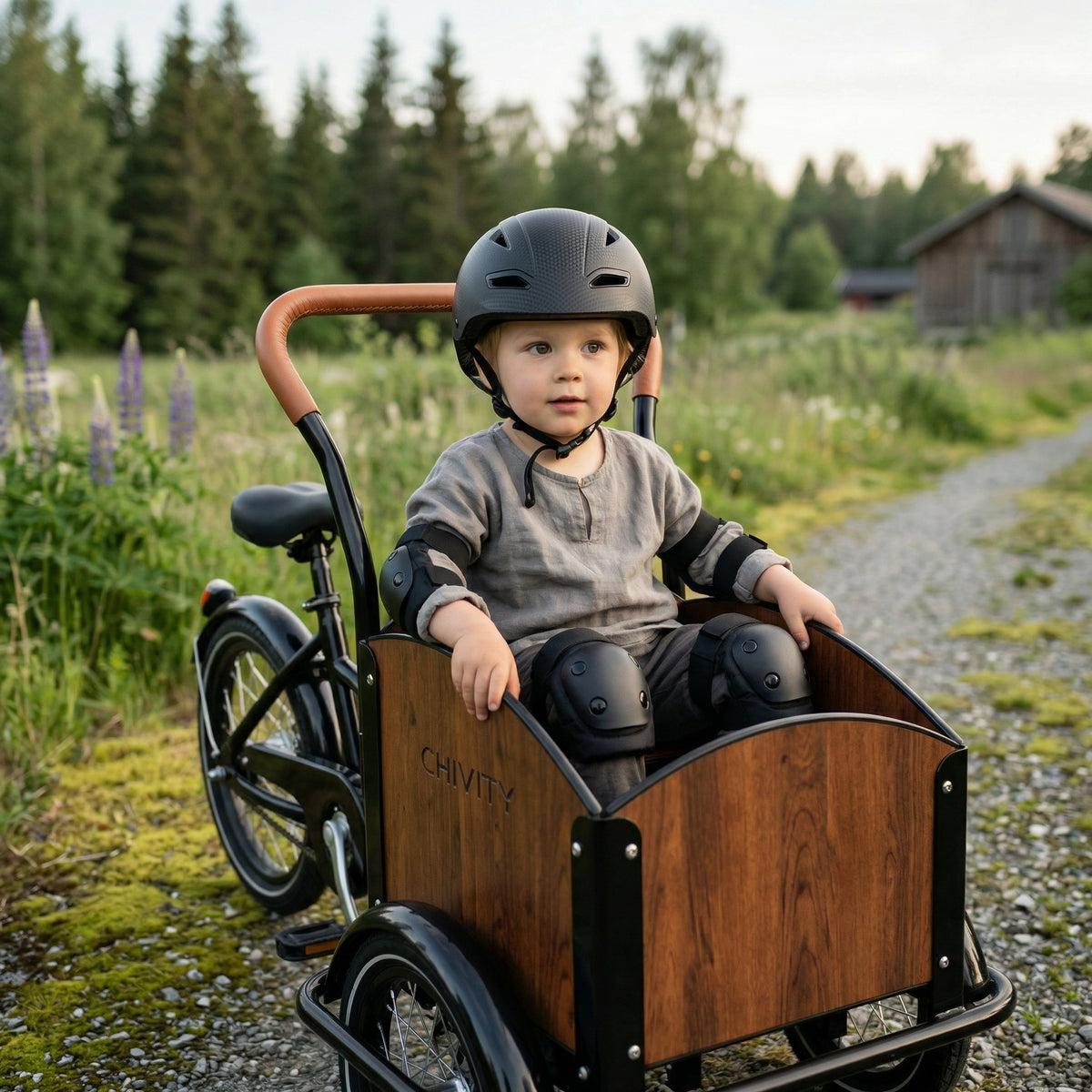 CHANTY Barnhjälm + Skyddssats – Svart