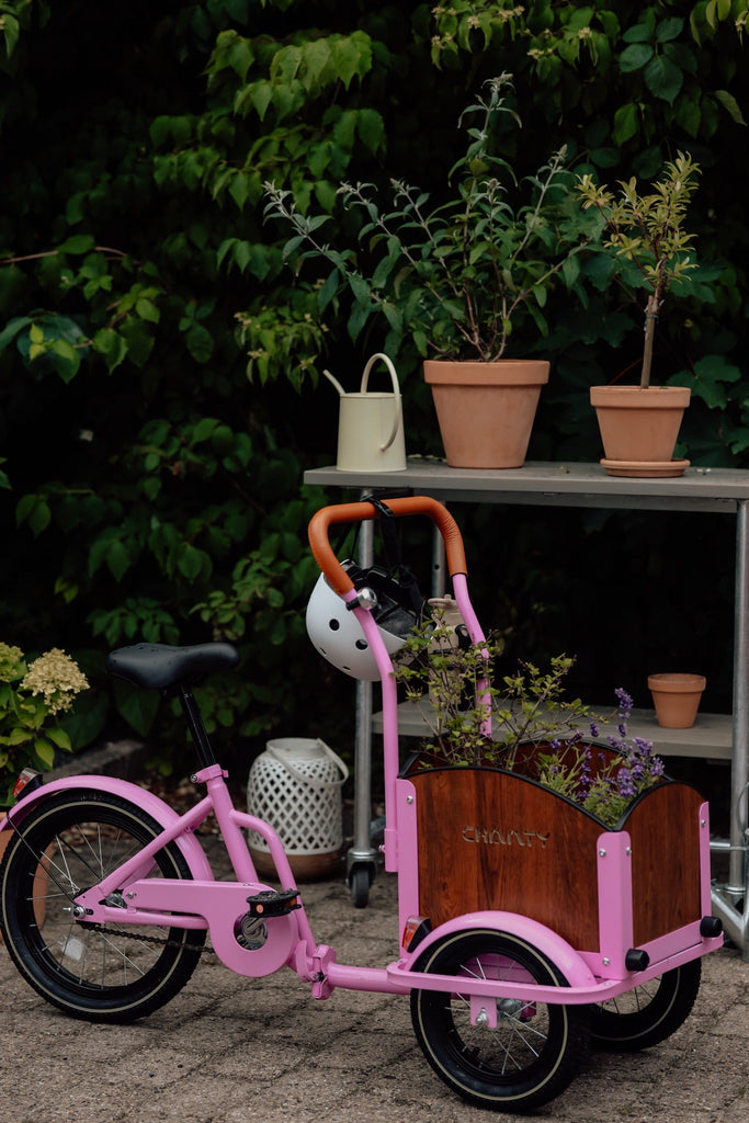 Chanty Cargo Kid – Pink inkl. hjelm, flaskeholder, håndtag i 2 farver og ringklokke - BørnecyklerneChantyBørnecyklernePink: BLC16 - LYRChanty Cargo Kid – Pink inkl. hjelm, flaskeholder, håndtag i 2 farver og ringklokke